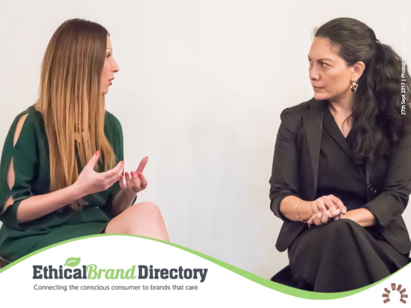 Roberta Lee and Bel Jacobs discuss the importance of supporting ethical and sustainable businesses | Left to Right: Roberta Lee (Founder of the Ethical Brand Directory) Bel Jacobs (Fashion Journalist) | Photographer: Jeremy Sparks