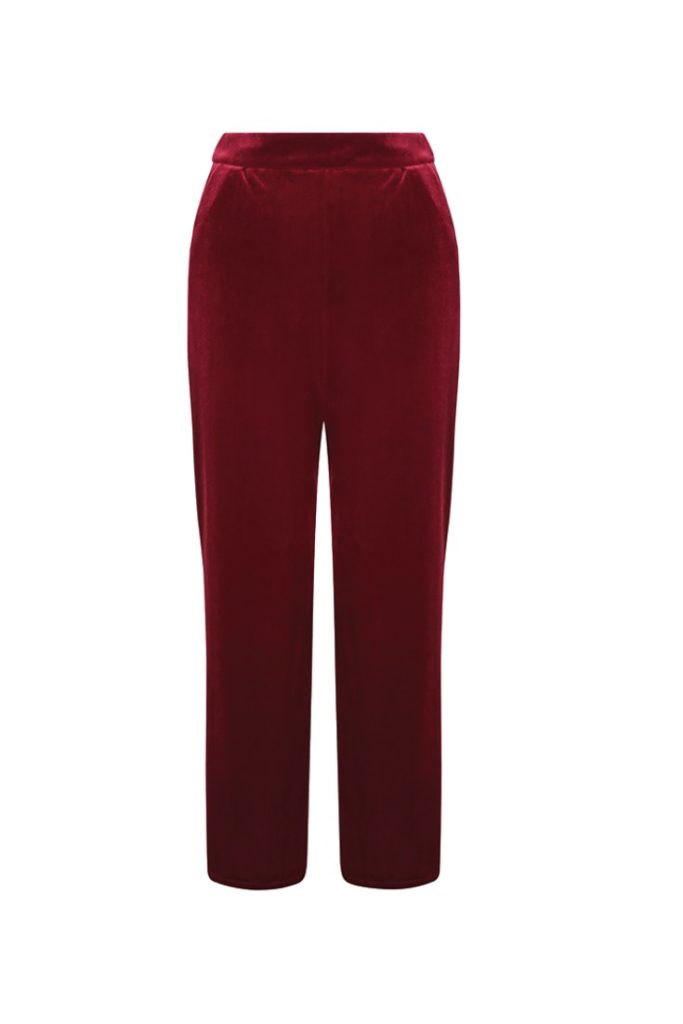 Belles of London - Noelle  Red Velvet Wide Leg Trouser £110 