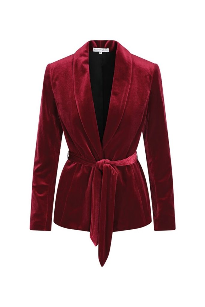 Belles of London - Noelle Red Velvet Soft Tailored Jacket  £150.00