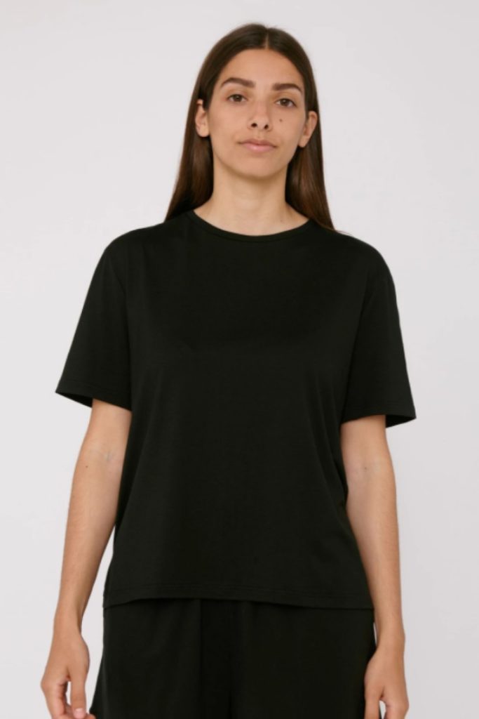 Organic Basics Simple Black T-Shirt | Short SLeeve Black Crewneck Tee | Ethical Basics | Sustainable Wardrobe Staples | Sustainable Stylist Picks