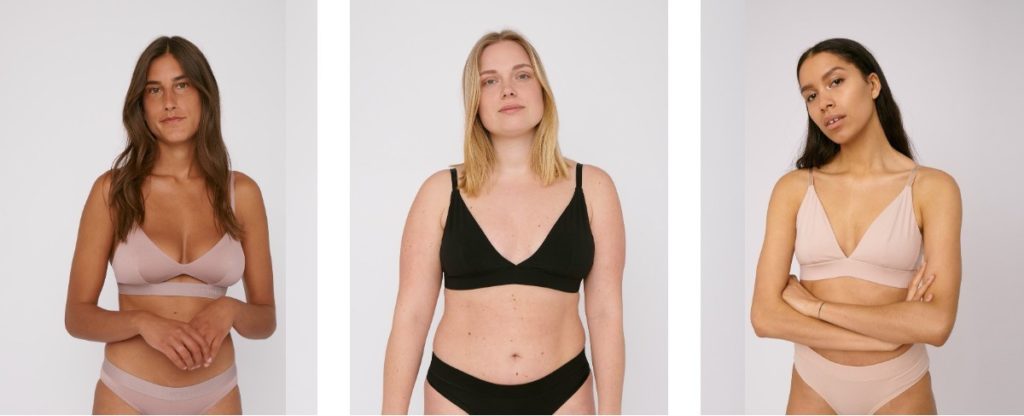 trying on all Organic Basics bras l sustainable fashion review