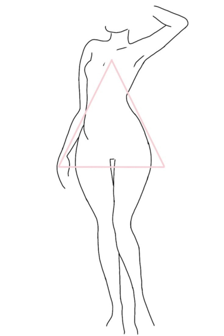 type 1 triangle body shape guide and measurements