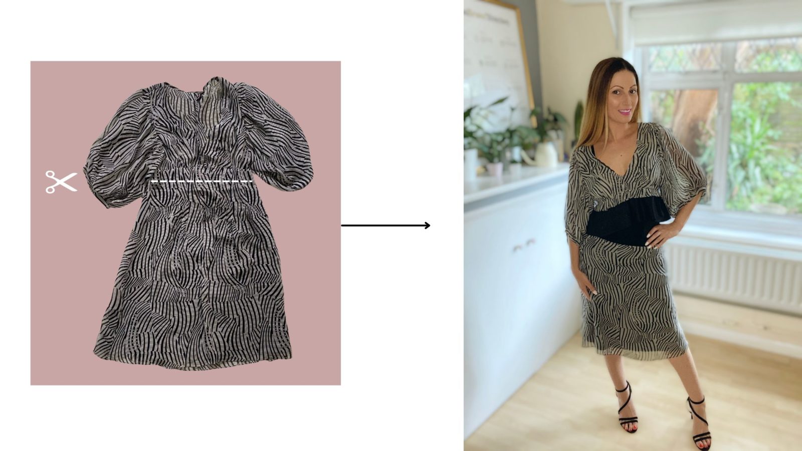 Zebra Print Co-ord set Cropped Top and Midi Skirt | Alternative to buying new - redesign your clothes 