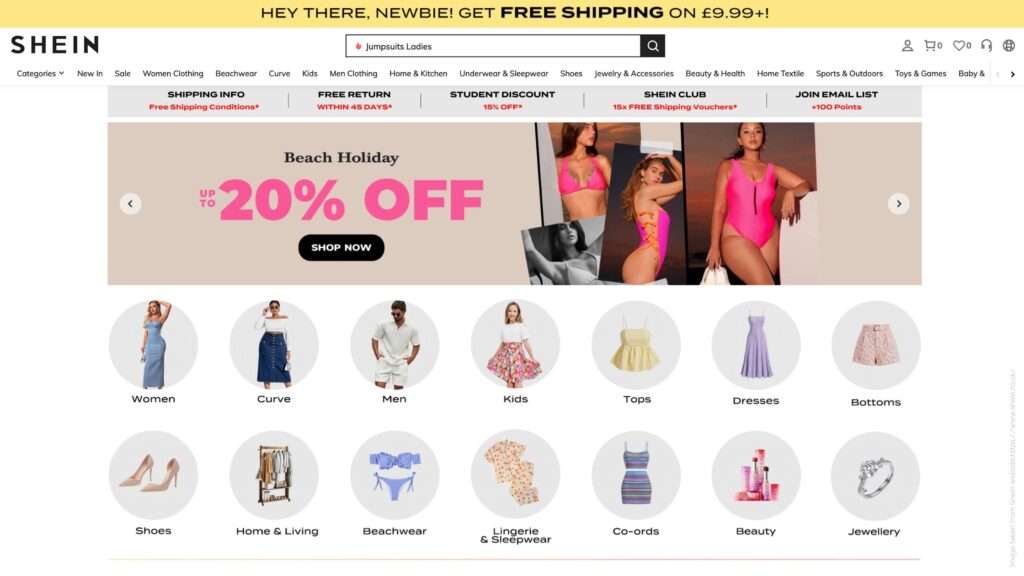 Shein Ultra Fast fashion Brand and Online marketplace 