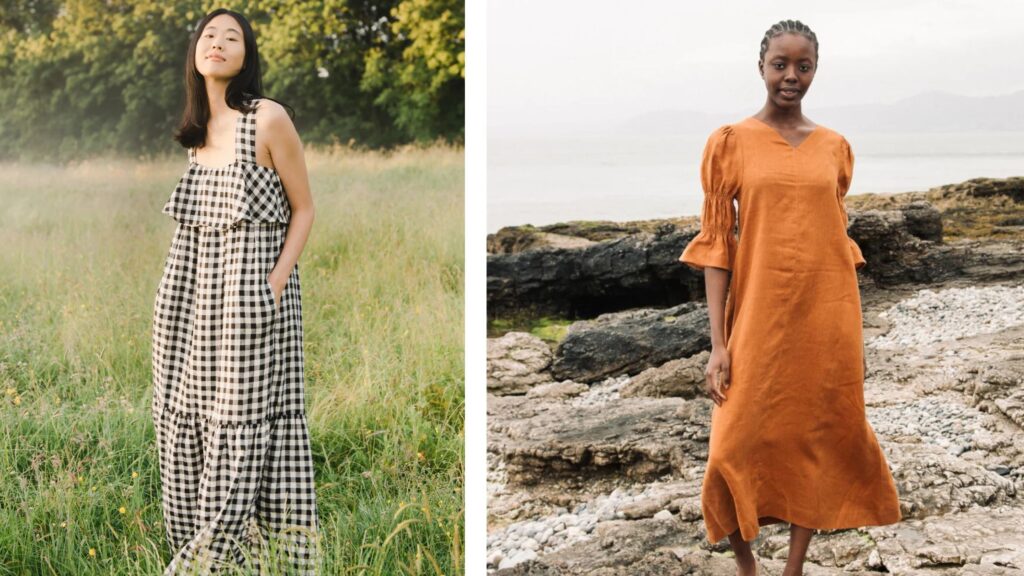 is linen sustainable | Sustainable Linen Gingham Summer Dress | Orange/Rust Linen Dress 

