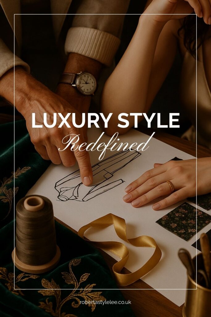 Luxury style redefined, PIN sustainable brand bespoke design sketch and colour choices
