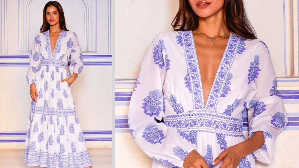 Long blue & White Sustainable Summer Event  Dress - The Races, Salon Prive Outfit Ideas 