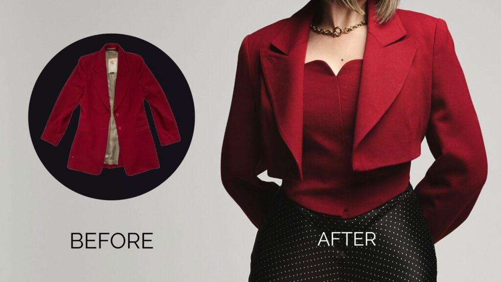 Loom App Review Vintage Blazer Redesign Project. Vintage blazer into modern co-ord.