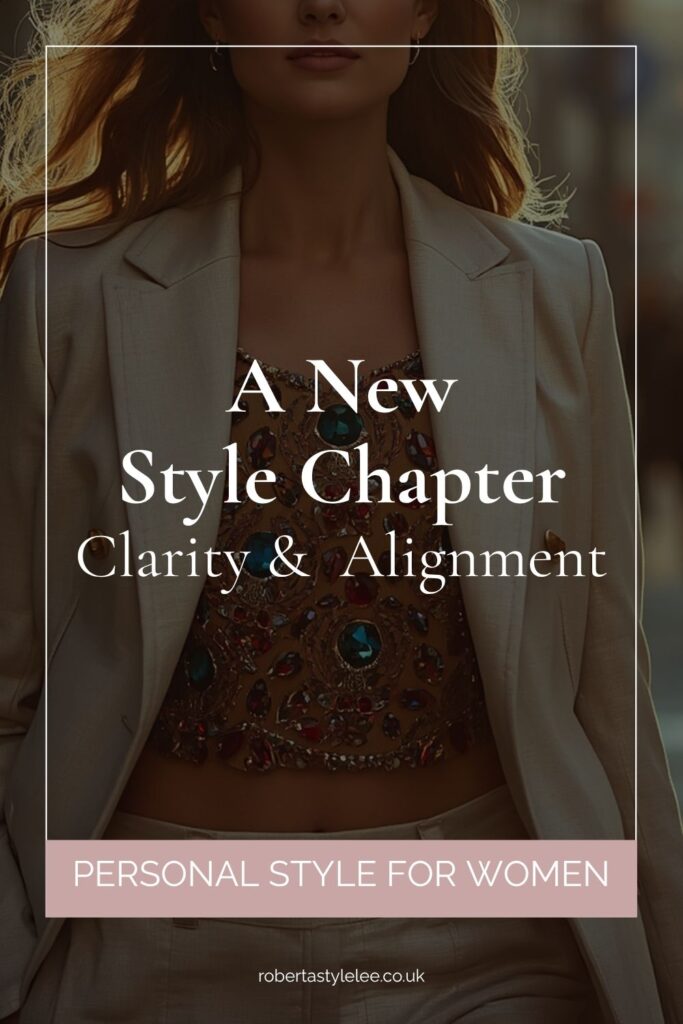Editorial image representing a woman in a transitional moment, reflecting the shift between identity and personal style explored in “A New Style Chapter: Finding Alignment”.