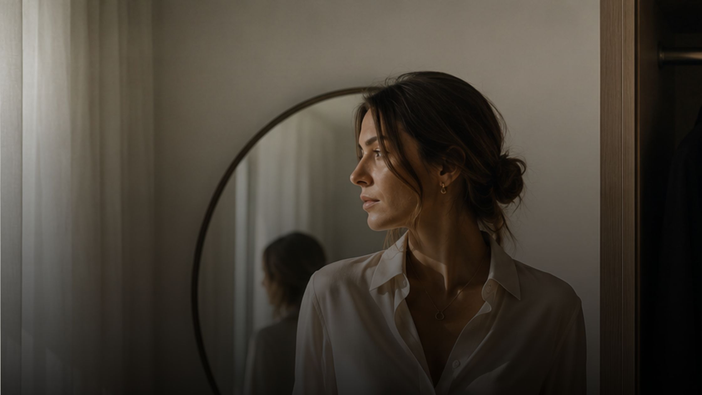 Women looking outward wondering why getting dressed feels difficult
