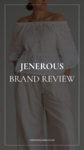 Wide legged Cream Trousers Linen-Cotton Blend by Sustainable Ethical Brand UK Jenerous. 

White Cotton Peplum Sustainable Cool Summer Top 